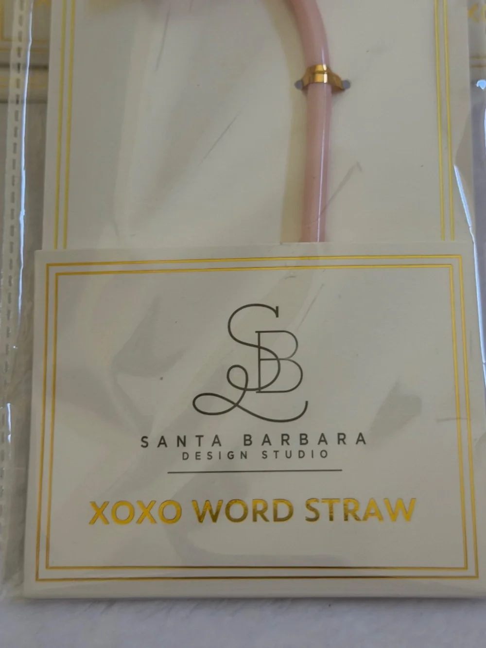 Lot of 4 Santa Barbara Design Studio XOXO Pink Reusable Word Straws BRAND NEW